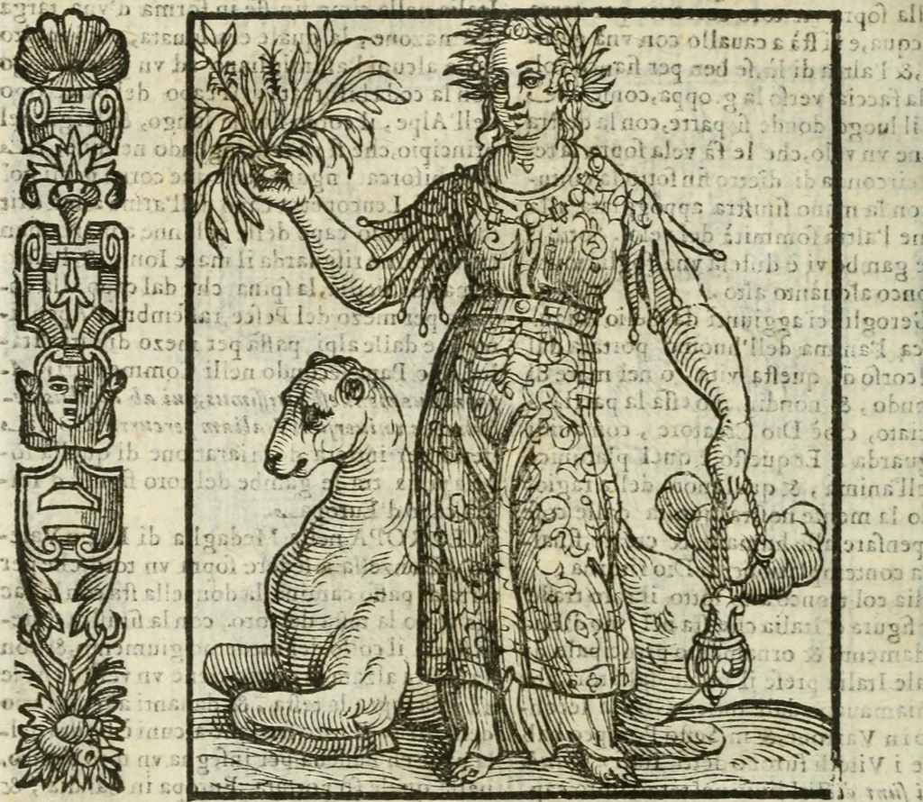An illustration from Della nouissima Iconologia di Cesare Ripa Perugino Caualier de SS. Mauritio & Lazzaro : parte prima [-terza] : nella quale si descriuono diuerse imagini di virtu, vitij, affetti, passioni humane, arti, discipline, humori, elementi, corpi celesti, prouincie d'Italia, fiumi tutte parte del mondo, & altre infinite materie : opera utile ad oratori, predicatori, poeti, pittori, scultori, disegnatori, & ad'ogni studioso : per inuentar concetti, emblemi, ed'imprese, per diuisare qual si voglia apparato nutiale, funerale, trionsale : per rappresentar poemi drammatici, e per figurare co' suoi proprij simboli ciò che può cadere in pensiero humano : ampliata in quest' ultima editione non solo dallostesso auttore di trecento e cinquantadue imagini con molti discorsi pieni di varia eruditione & con molti indici copiosi, 1625, leaf 507