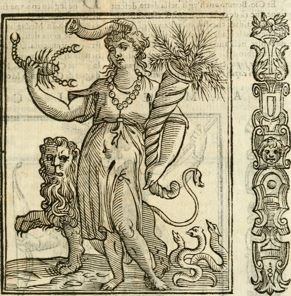 An illustration from Della nouissima Iconologia di Cesare Ripa Perugino Caualier de SS. Mauritio & Lazzaro : parte prima [-terza] : nella quale si descriuono diuerse imagini di virtu, vitij, affetti, passioni humane, arti, discipline, humori, elementi, corpi celesti, prouincie d'Italia, fiumi tutte parte del mondo, & altre infinite materie : opera utile ad oratori, predicatori, poeti, pittori, scultori, disegnatori, & ad'ogni studioso : per inuentar concetti, emblemi, ed'imprese, per diuisare qual si voglia apparato nutiale, funerale, trionsale : per rappresentar poemi drammatici, e per figurare co' suoi proprij simboli ciò che può cadere in pensiero humano : ampliata in quest' ultima editione non solo dallostesso auttore di trecento e cinquantadue imagini con molti discorsi pieni di varia eruditione & con molti indici copiosi, 1625, leaf 508