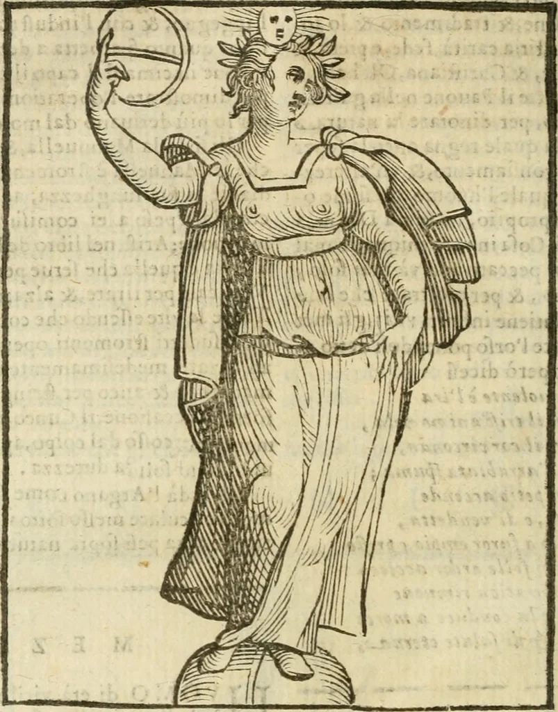An illustration from Della nouissima Iconologia di Cesare Ripa Perugino Caualier de SS. Mauritio & Lazzaro : parte prima [-terza] : nella quale si descriuono diuerse imagini di virtu, vitij, affetti, passioni humane, arti, discipline, humori, elementi, corpi celesti, prouincie d'Italia, fiumi tutte parte del mondo, & altre infinite materie : opera utile ad oratori, predicatori, poeti, pittori, scultori, disegnatori, & ad'ogni studioso : per inuentar concetti, emblemi, ed'imprese, per diuisare qual si voglia apparato nutiale, funerale, trionsale : per rappresentar poemi drammatici, e per figurare co' suoi proprij simboli ciò che può cadere in pensiero humano : ampliata in quest' ultima editione non solo dallostesso auttore di trecento e cinquantadue imagini con molti discorsi pieni di varia eruditione & con molti indici copiosi, 1625, leaf 521