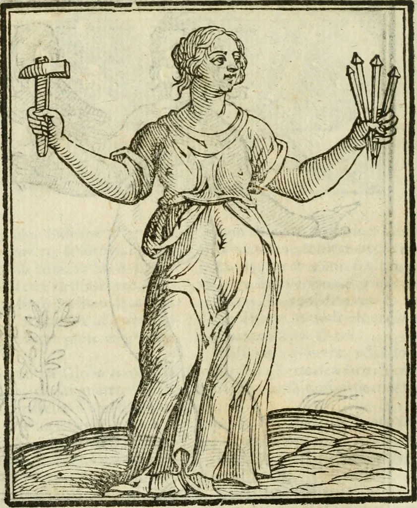 An illustration from Della nouissima Iconologia di Cesare Ripa Perugino Caualier de SS. Mauritio & Lazzaro : parte prima [-terza] : nella quale si descriuono diuerse imagini di virtu, vitij, affetti, passioni humane, arti, discipline, humori, elementi, corpi celesti, prouincie d'Italia, fiumi tutte parte del mondo, & altre infinite materie : opera utile ad oratori, predicatori, poeti, pittori, scultori, disegnatori, & ad'ogni studioso : per inuentar concetti, emblemi, ed'imprese, per diuisare qual si voglia apparato nutiale, funerale, trionsale : per rappresentar poemi drammatici, e per figurare co' suoi proprij simboli ciò che può cadere in pensiero humano : ampliata in quest' ultima editione non solo dallostesso auttore di trecento e cinquantadue imagini con molti discorsi pieni di varia eruditione & con molti indici copiosi, 1625, leaf 525