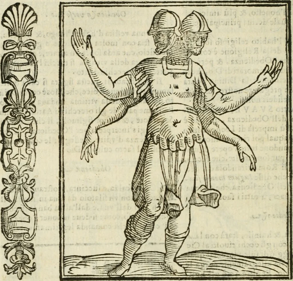 An illustration from Della nouissima Iconologia di Cesare Ripa Perugino Caualier de SS. Mauritio & Lazzaro : parte prima [-terza] : nella quale si descriuono diuerse imagini di virtu, vitij, affetti, passioni humane, arti, discipline, humori, elementi, corpi celesti, prouincie d'Italia, fiumi tutte parte del mondo, & altre infinite materie : opera utile ad oratori, predicatori, poeti, pittori, scultori, disegnatori, & ad'ogni studioso : per inuentar concetti, emblemi, ed'imprese, per diuisare qual si voglia apparato nutiale, funerale, trionsale : per rappresentar poemi drammatici, e per figurare co' suoi proprij simboli ciò che può cadere in pensiero humano : ampliata in quest' ultima editione non solo dallostesso auttore di trecento e cinquantadue imagini con molti discorsi pieni di varia eruditione & con molti indici copiosi, 1625, leaf 537