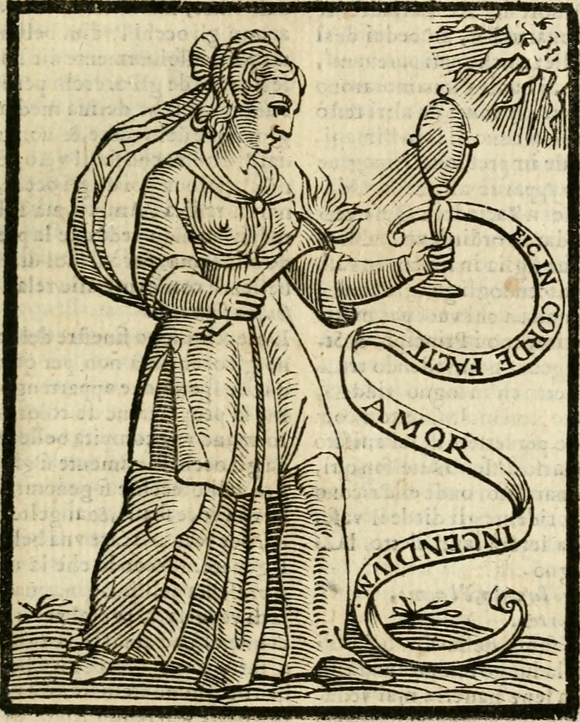 An illustration from Della nouissima Iconologia di Cesare Ripa Perugino Caualier de SS. Mauritio & Lazzaro : parte prima [-terza] : nella quale si descriuono diuerse imagini di virtu, vitij, affetti, passioni humane, arti, discipline, humori, elementi, corpi celesti, prouincie d'Italia, fiumi tutte parte del mondo, & altre infinite materie : opera utile ad oratori, predicatori, poeti, pittori, scultori, disegnatori, & ad'ogni studioso : per inuentar concetti, emblemi, ed'imprese, per diuisare qual si voglia apparato nutiale, funerale, trionsale : per rappresentar poemi drammatici, e per figurare co' suoi proprij simboli ciò che può cadere in pensiero humano : ampliata in quest' ultima editione non solo dallostesso auttore di trecento e cinquantadue imagini con molti discorsi pieni di varia eruditione & con molti indici copiosi, 1625, leaf 552