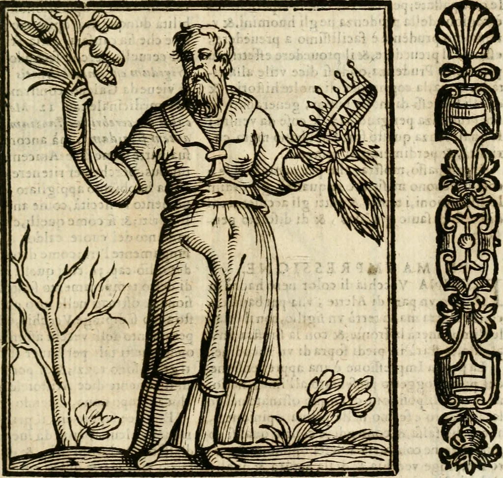 An illustration from Della nouissima Iconologia di Cesare Ripa Perugino Caualier de SS. Mauritio & Lazzaro : parte prima [-terza] : nella quale si descriuono diuerse imagini di virtu, vitij, affetti, passioni humane, arti, discipline, humori, elementi, corpi celesti, prouincie d'Italia, fiumi tutte parte del mondo, & altre infinite materie : opera utile ad oratori, predicatori, poeti, pittori, scultori, disegnatori, & ad'ogni studioso : per inuentar concetti, emblemi, ed'imprese, per diuisare qual si voglia apparato nutiale, funerale, trionsale : per rappresentar poemi drammatici, e per figurare co' suoi proprij simboli ciò che può cadere in pensiero humano : ampliata in quest' ultima editione non solo dallostesso auttore di trecento e cinquantadue imagini con molti discorsi pieni di varia eruditione & con molti indici copiosi, 1625, leaf 594