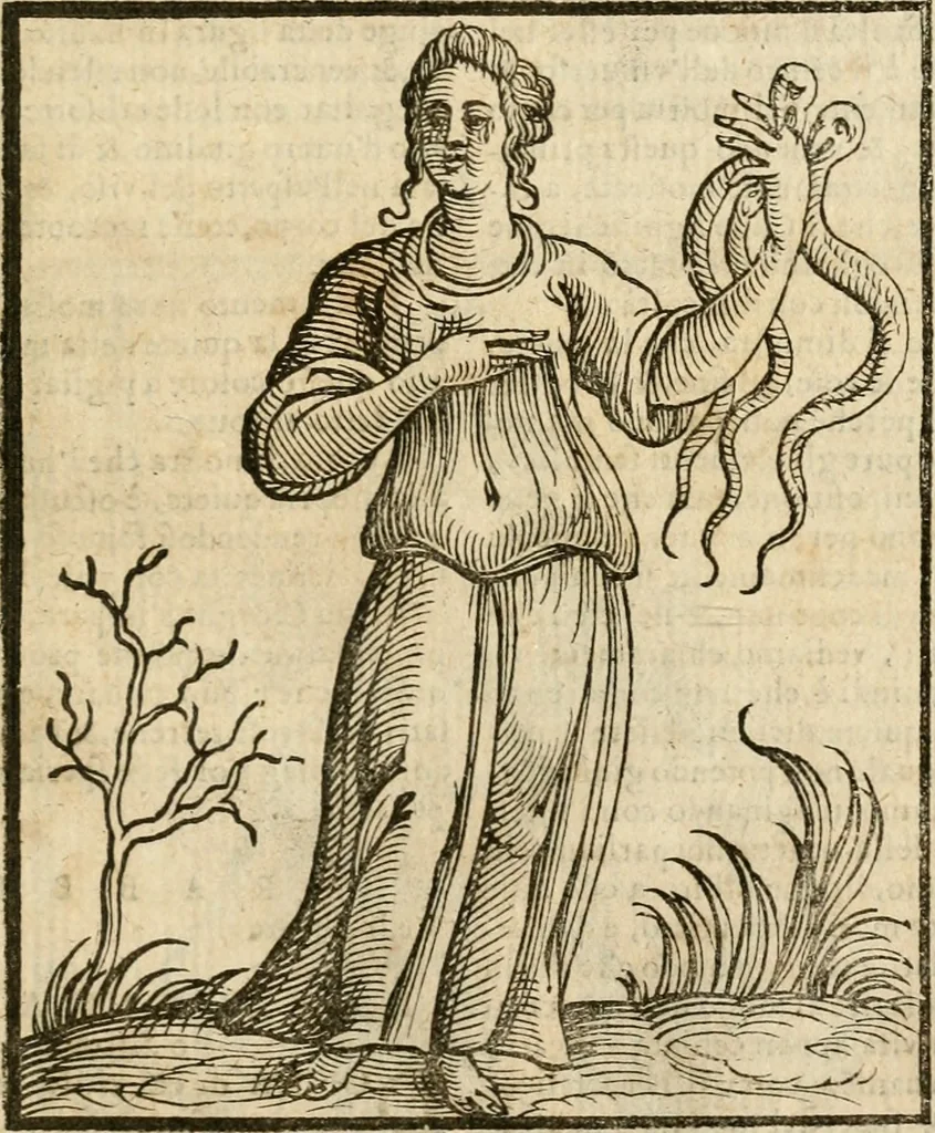 An illustration from Della nouissima Iconologia di Cesare Ripa Perugino Caualier de SS. Mauritio & Lazzaro : parte prima [-terza] : nella quale si descriuono diuerse imagini di virtu, vitij, affetti, passioni humane, arti, discipline, humori, elementi, corpi celesti, prouincie d'Italia, fiumi tutte parte del mondo, & altre infinite materie : opera utile ad oratori, predicatori, poeti, pittori, scultori, disegnatori, & ad'ogni studioso : per inuentar concetti, emblemi, ed'imprese, per diuisare qual si voglia apparato nutiale, funerale, trionsale : per rappresentar poemi drammatici, e per figurare co' suoi proprij simboli ciò che può cadere in pensiero humano : ampliata in quest' ultima editione non solo dallostesso auttore di trecento e cinquantadue imagini con molti discorsi pieni di varia eruditione & con molti indici copiosi, 1625, leaf 614