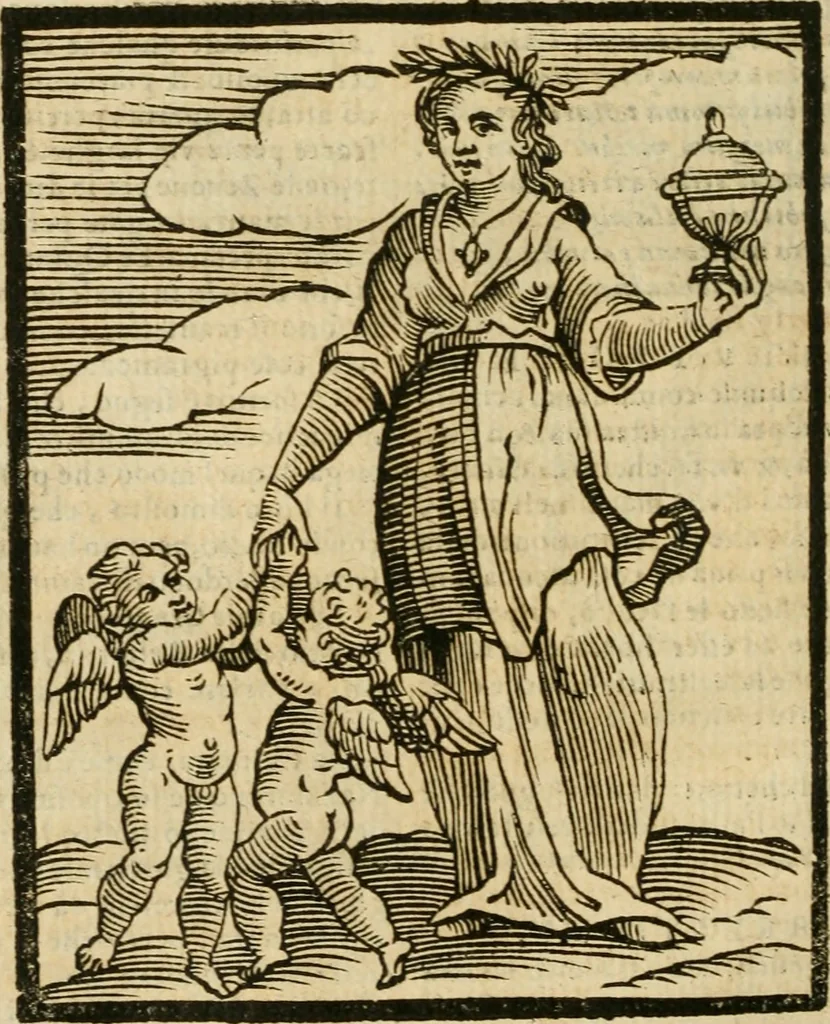 An illustration from Della nouissima Iconologia di Cesare Ripa Perugino Caualier de SS. Mauritio & Lazzaro : parte prima [-terza] : nella quale si descriuono diuerse imagini di virtu, vitij, affetti, passioni humane, arti, discipline, humori, elementi, corpi celesti, prouincie d'Italia, fiumi tutte parte del mondo, & altre infinite materie : opera utile ad oratori, predicatori, poeti, pittori, scultori, disegnatori, & ad'ogni studioso : per inuentar concetti, emblemi, ed'imprese, per diuisare qual si voglia apparato nutiale, funerale, trionsale : per rappresentar poemi drammatici, e per figurare co' suoi proprij simboli ciò che può cadere in pensiero humano : ampliata in quest' ultima editione non solo dallostesso auttore di trecento e cinquantadue imagini con molti discorsi pieni di varia eruditione & con molti indici copiosi, 1625, leaf 631