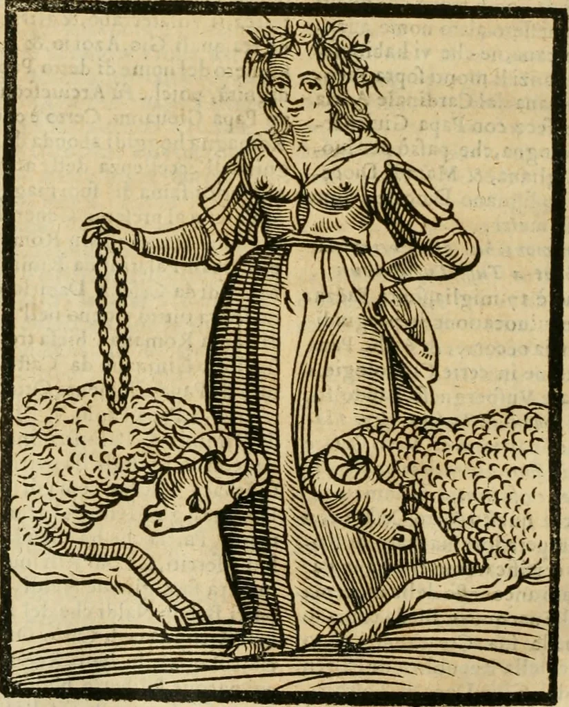 An illustration from Della nouissima Iconologia di Cesare Ripa Perugino Caualier de SS. Mauritio & Lazzaro : parte prima [-terza] : nella quale si descriuono diuerse imagini di virtu, vitij, affetti, passioni humane, arti, discipline, humori, elementi, corpi celesti, prouincie d'Italia, fiumi tutte parte del mondo, & altre infinite materie : opera utile ad oratori, predicatori, poeti, pittori, scultori, disegnatori, & ad'ogni studioso : per inuentar concetti, emblemi, ed'imprese, per diuisare qual si voglia apparato nutiale, funerale, trionsale : per rappresentar poemi drammatici, e per figurare co' suoi proprij simboli ciò che può cadere in pensiero humano : ampliata in quest' ultima editione non solo dallostesso auttore di trecento e cinquantadue imagini con molti discorsi pieni di varia eruditione & con molti indici copiosi, 1625, leaf 643