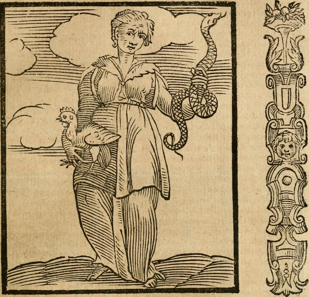 An illustration from Della nouissima Iconologia di Cesare Ripa Perugino Caualier de SS. Mauritio & Lazzaro : parte prima [-terza] : nella quale si descriuono diuerse imagini di virtu, vitij, affetti, passioni humane, arti, discipline, humori, elementi, corpi celesti, prouincie d'Italia, fiumi tutte parte del mondo, & altre infinite materie : opera utile ad oratori, predicatori, poeti, pittori, scultori, disegnatori, & ad'ogni studioso : per inuentar concetti, emblemi, ed'imprese, per diuisare qual si voglia apparato nutiale, funerale, trionsale : per rappresentar poemi drammatici, e per figurare co' suoi proprij simboli ciò che può cadere in pensiero humano : ampliata in quest' ultima editione non solo dallostesso auttore di trecento e cinquantadue imagini con molti discorsi pieni di varia eruditione & con molti indici copiosi, 1625, leaf 648