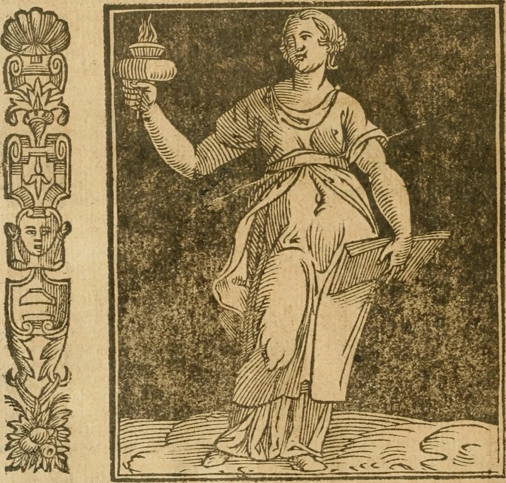 An illustration from Della nouissima Iconologia di Cesare Ripa Perugino Caualier de SS. Mauritio & Lazzaro : parte prima [-terza] : nella quale si descriuono diuerse imagini di virtu, vitij, affetti, passioni humane, arti, discipline, humori, elementi, corpi celesti, prouincie d'Italia, fiumi tutte parte del mondo, & altre infinite materie : opera utile ad oratori, predicatori, poeti, pittori, scultori, disegnatori, & ad'ogni studioso : per inuentar concetti, emblemi, ed'imprese, per diuisare qual si voglia apparato nutiale, funerale, trionsale : per rappresentar poemi drammatici, e per figurare co' suoi proprij simboli ciò che può cadere in pensiero humano : ampliata in quest' ultima editione non solo dallostesso auttore di trecento e cinquantadue imagini con molti discorsi pieni di varia eruditione & con molti indici copiosi, 1625, leaf 649