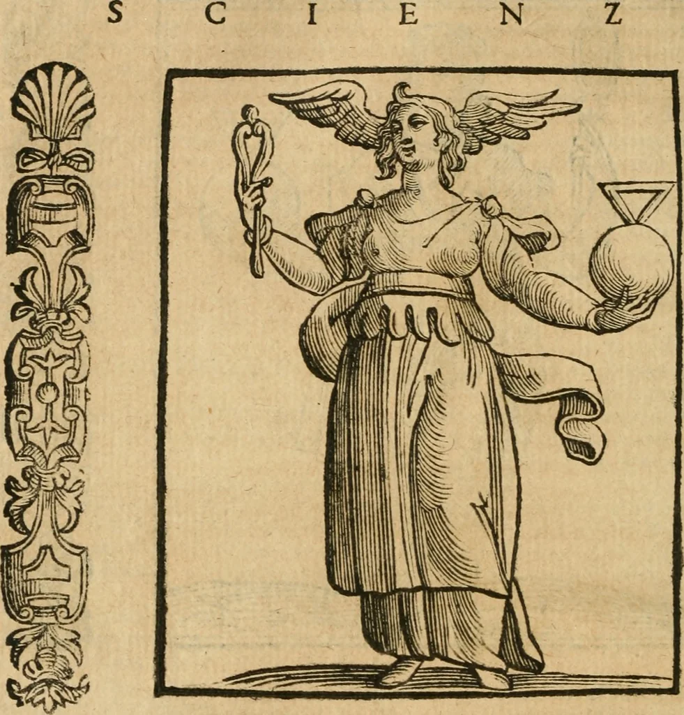 An illustration from Della nouissima Iconologia di Cesare Ripa Perugino Caualier de SS. Mauritio & Lazzaro : parte prima [-terza] : nella quale si descriuono diuerse imagini di virtu, vitij, affetti, passioni humane, arti, discipline, humori, elementi, corpi celesti, prouincie d'Italia, fiumi tutte parte del mondo, & altre infinite materie : opera utile ad oratori, predicatori, poeti, pittori, scultori, disegnatori, & ad'ogni studioso : per inuentar concetti, emblemi, ed'imprese, per diuisare qual si voglia apparato nutiale, funerale, trionsale : per rappresentar poemi drammatici, e per figurare co' suoi proprij simboli ciò che può cadere in pensiero humano : ampliata in quest' ultima editione non solo dallostesso auttore di trecento e cinquantadue imagini con molti discorsi pieni di varia eruditione & con molti indici copiosi, 1625, leaf 659
