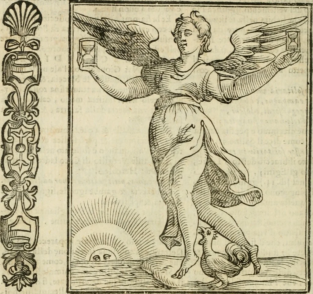 An illustration from Della nouissima Iconologia di Cesare Ripa Perugino Caualier de SS. Mauritio & Lazzaro : parte prima [-terza] : nella quale si descriuono diuerse imagini di virtu, vitij, affetti, passioni humane, arti, discipline, humori, elementi, corpi celesti, prouincie d'Italia, fiumi tutte parte del mondo, & altre infinite materie : opera utile ad oratori, predicatori, poeti, pittori, scultori, disegnatori, & ad'ogni studioso : per inuentar concetti, emblemi, ed'imprese, per diuisare qual si voglia apparato nutiale, funerale, trionsale : per rappresentar poemi drammatici, e per figurare co' suoi proprij simboli ciò che può cadere in pensiero humano : ampliata in quest' ultima editione non solo dallostesso auttore di trecento e cinquantadue imagini con molti discorsi pieni di varia eruditione & con molti indici copiosi, 1625, leaf 689