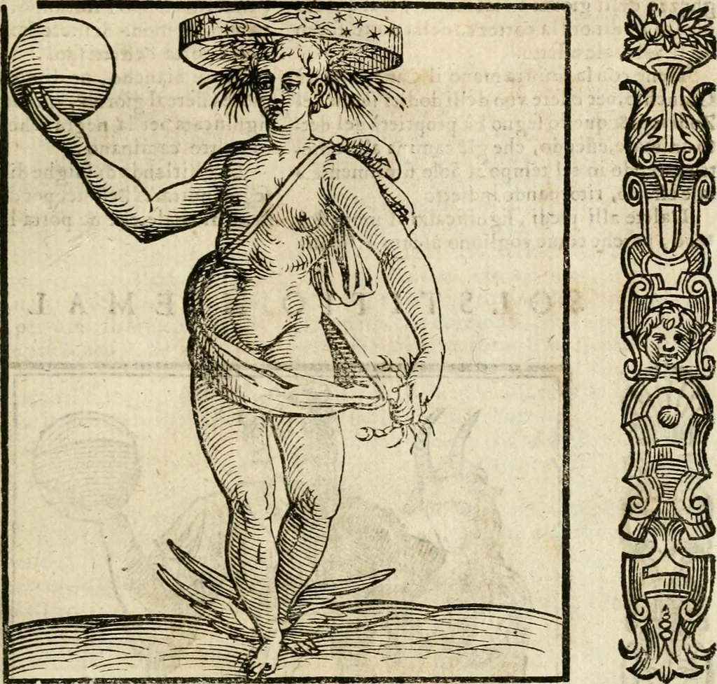 An illustration from Della nouissima Iconologia di Cesare Ripa Perugino Caualier de SS. Mauritio & Lazzaro : parte prima [-terza] : nella quale si descriuono diuerse imagini di virtu, vitij, affetti, passioni humane, arti, discipline, humori, elementi, corpi celesti, prouincie d'Italia, fiumi tutte parte del mondo, & altre infinite materie : opera utile ad oratori, predicatori, poeti, pittori, scultori, disegnatori, & ad'ogni studioso : per inuentar concetti, emblemi, ed'imprese, per diuisare qual si voglia apparato nutiale, funerale, trionsale : per rappresentar poemi drammatici, e per figurare co' suoi proprij simboli ciò che può cadere in pensiero humano : ampliata in quest' ultima editione non solo dallostesso auttore di trecento e cinquantadue imagini con molti discorsi pieni di varia eruditione & con molti indici copiosi, 1625, leaf 690