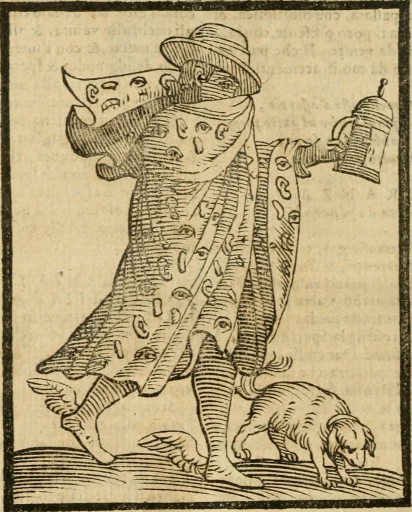 An illustration from Della nouissima Iconologia di Cesare Ripa Perugino Caualier de SS. Mauritio & Lazzaro : parte prima [-terza] : nella quale si descriuono diuerse imagini di virtu, vitij, affetti, passioni humane, arti, discipline, humori, elementi, corpi celesti, prouincie d'Italia, fiumi tutte parte del mondo, & altre infinite materie : opera utile ad oratori, predicatori, poeti, pittori, scultori, disegnatori, & ad'ogni studioso : per inuentar concetti, emblemi, ed'imprese, per diuisare qual si voglia apparato nutiale, funerale, trionsale : per rappresentar poemi drammatici, e per figurare co' suoi proprij simboli ciò che può cadere in pensiero humano : ampliata in quest' ultima editione non solo dallostesso auttore di trecento e cinquantadue imagini con molti discorsi pieni di varia eruditione & con molti indici copiosi, 1625, leaf 701