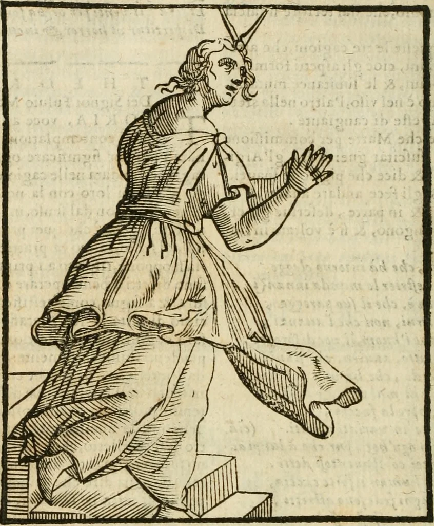An illustration from Della nouissima Iconologia di Cesare Ripa Perugino Caualier de SS. Mauritio & Lazzaro : parte prima [-terza] : nella quale si descriuono diuerse imagini di virtu, vitij, affetti, passioni humane, arti, discipline, humori, elementi, corpi celesti, prouincie d'Italia, fiumi tutte parte del mondo, & altre infinite materie : opera utile ad oratori, predicatori, poeti, pittori, scultori, disegnatori, & ad'ogni studioso : per inuentar concetti, emblemi, ed'imprese, per diuisare qual si voglia apparato nutiale, funerale, trionsale : per rappresentar poemi drammatici, e per figurare co' suoi proprij simboli ciò che può cadere in pensiero humano : ampliata in quest' ultima editione non solo dallostesso auttore di trecento e cinquantadue imagini con molti discorsi pieni di varia eruditione & con molti indici copiosi, 1625, leaf 735