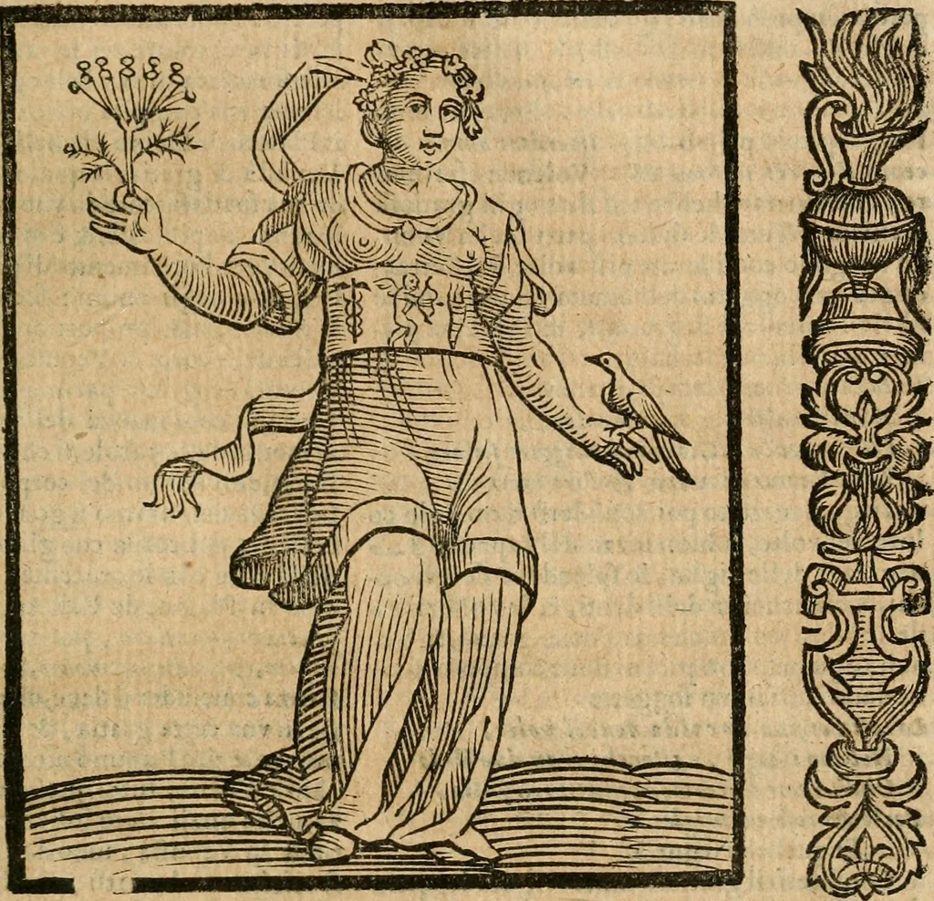 An illustration from Della nouissima Iconologia di Cesare Ripa Perugino Caualier de SS. Mauritio & Lazzaro : parte prima [-terza] : nella quale si descriuono diuerse imagini di virtu, vitij, affetti, passioni humane, arti, discipline, humori, elementi, corpi celesti, prouincie d'Italia, fiumi tutte parte del mondo, & altre infinite materie : opera utile ad oratori, predicatori, poeti, pittori, scultori, disegnatori, & ad'ogni studioso : per inuentar concetti, emblemi, ed'imprese, per diuisare qual si voglia apparato nutiale, funerale, trionsale : per rappresentar poemi drammatici, e per figurare co' suoi proprij simboli ciò che può cadere in pensiero humano : ampliata in quest' ultima editione non solo dallostesso auttore di trecento e cinquantadue imagini con molti discorsi pieni di varia eruditione & con molti indici copiosi, 1625, leaf 760