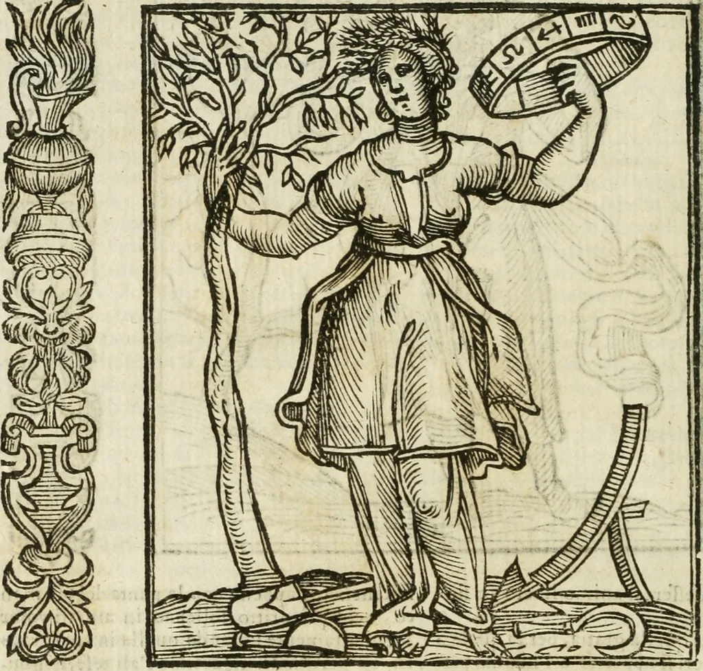 An illustration from Della nouissima Iconologia di Cesare Ripa Perugino Caualier de SS. Mauritio & Lazzaro : parte prima [-terza] : nella quale si descriuono diuerse imagini di virtu, vitij, affetti, passioni humane, arti, discipline, humori, elementi, corpi celesti, prouincie d'Italia, fiumi tutte parte del mondo, & altre infinite materie : opera utile ad oratori, predicatori, poeti, pittori, scultori, disegnatori, & ad'ogni studioso : per inuentar concetti, emblemi, ed'imprese, per diuisare qual si voglia apparato nutiale, funerale, trionsale : per rappresentar poemi drammatici, e per figurare co' suoi proprij simboli ciò che può cadere in pensiero humano : ampliata in quest' ultima editione non solo dallostesso auttore di trecento e cinquantadue imagini con molti discorsi pieni di varia eruditione & con molti indici copiosi, 1625, leaf 79