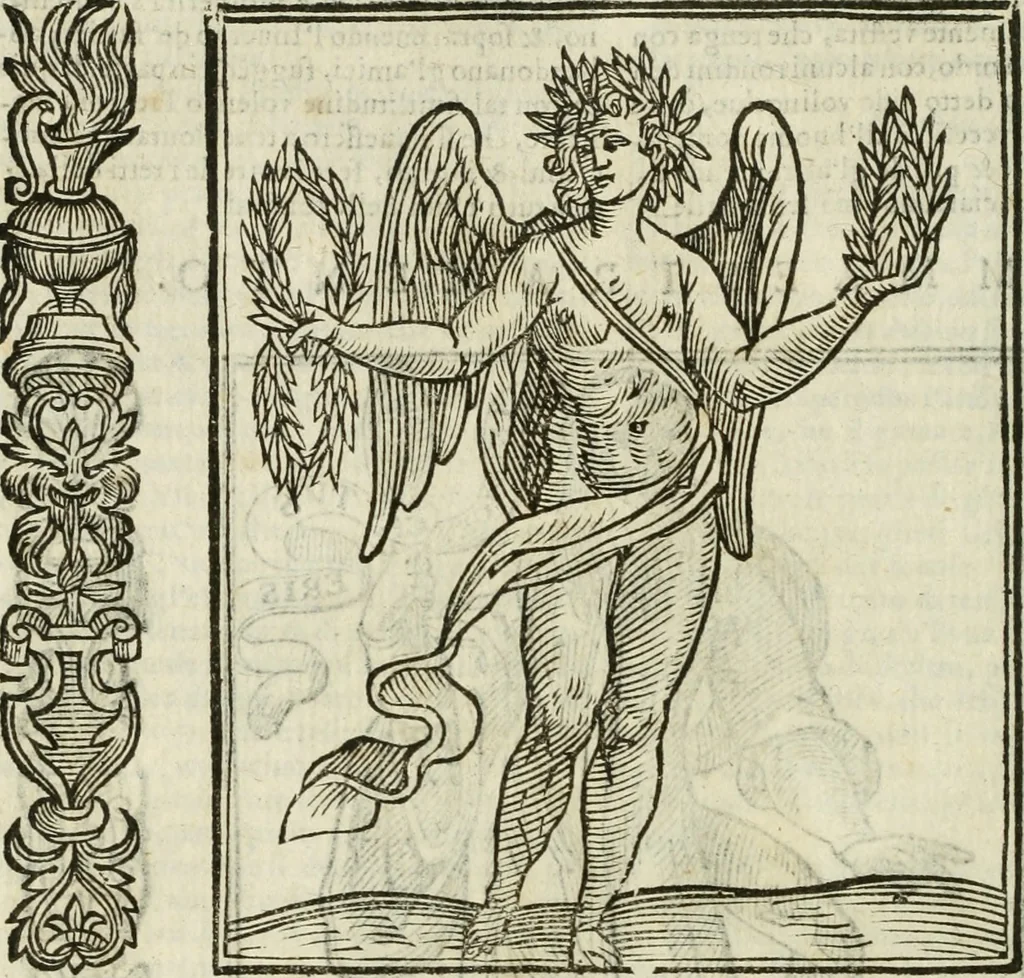 An illustration from Della nouissima Iconologia di Cesare Ripa Perugino Caualier de SS. Mauritio & Lazzaro : parte prima [-terza] : nella quale si descriuono diuerse imagini di virtu, vitij, affetti, passioni humane, arti, discipline, humori, elementi, corpi celesti, prouincie d'Italia, fiumi tutte parte del mondo, & altre infinite materie : opera utile ad oratori, predicatori, poeti, pittori, scultori, disegnatori, & ad'ogni studioso : per inuentar concetti, emblemi, ed'imprese, per diuisare qual si voglia apparato nutiale, funerale, trionsale : per rappresentar poemi drammatici, e per figurare co' suoi proprij simboli ciò che può cadere in pensiero humano : ampliata in quest' ultima editione non solo dallostesso auttore di trecento e cinquantadue imagini con molti discorsi pieni di varia eruditione & con molti indici copiosi, 1625, leaf 91