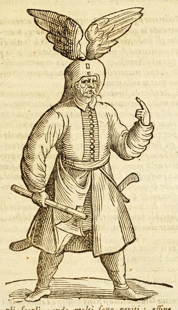 An illustration from Della officina istorica / Nella quale si spiegano essempi notabilissimi, antichi, & moderni, à virtù, & à diffetto pertinenti. Dà quali può ageuolmente il professore di lettere, e d'armi, lo studioso d'istoria, di poesia, di costumi, e di cose varie, il curioso ancora può trarre vtilità per corregere non pur i mancamenti altrui, ma i proprij, e d'incaminarsi nella strada delle virtù. Con vna aggiunta non più stampata di accidenti seguiti, & per hauere alcuni finto temerariamente la persona altrui, e d'altri casi successi in diuersi tempi, 1622, leaf 295