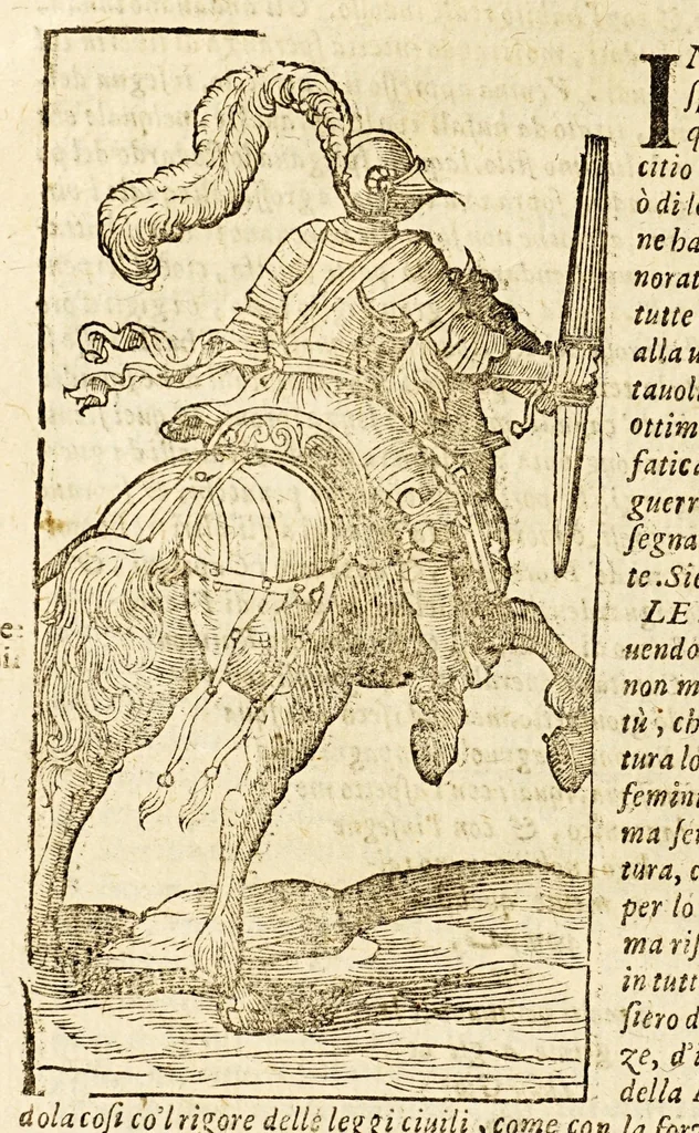 An illustration from Della officina istorica / Nella quale si spiegano essempi notabilissimi, antichi, & moderni, à virtù, & à diffetto pertinenti. Dà quali può ageuolmente il professore di lettere, e d'armi, lo studioso d'istoria, di poesia, di costumi, e di cose varie, il curioso ancora può trarre vtilità per corregere non pur i mancamenti altrui, ma i proprij, e d'incaminarsi nella strada delle virtù. Con vna aggiunta non più stampata di accidenti seguiti, & per hauere alcuni finto temerariamente la persona altrui, e d'altri casi successi in diuersi tempi, 1622, leaf 402
