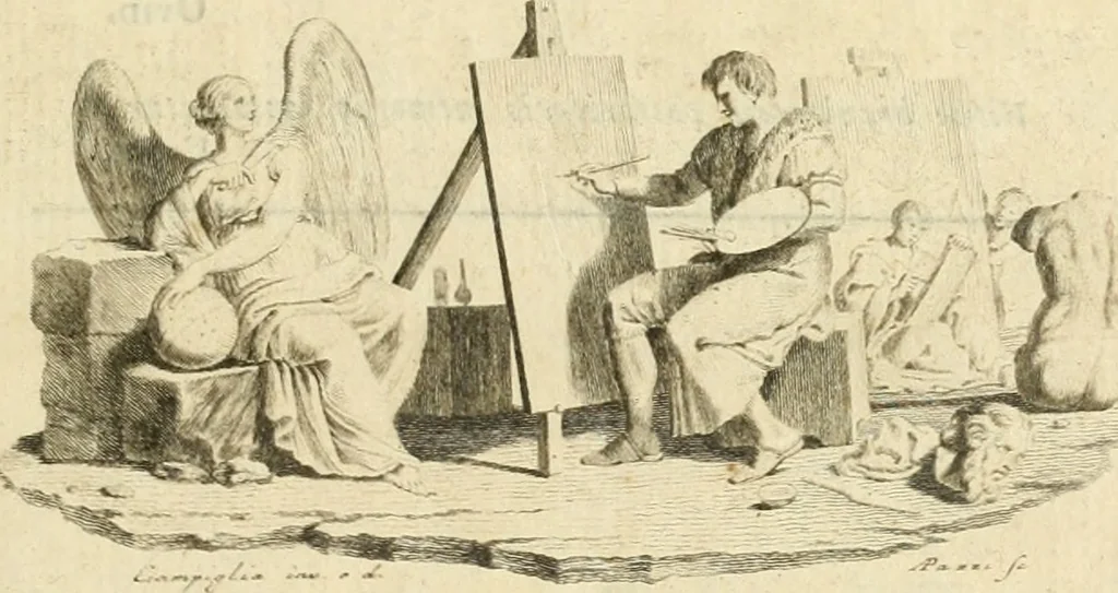 An illustration from Trattato della pittura di Lionardo da Vinci : ridotta alla sua vera lezione sopra una copia a penna di mano, 1792, leaf 6