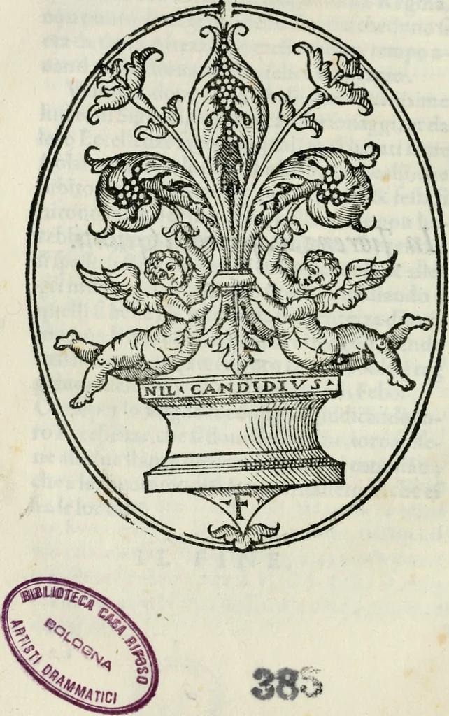 An illustration from Descrizione dell'apparato della comedia et intermedii d'essa : recitata in Firenze il giorno di S. Stefano l'anno 1565 nella gran sala del palazzo di Sua Ecc. illust. nelle reali nozze dell'illustriss. & eccell. s. il s. don Francesco Medici, principe di Fiorenza & di Siena, & della regina Giouanna d'Austria, sua consorte, 1566, leaf 31