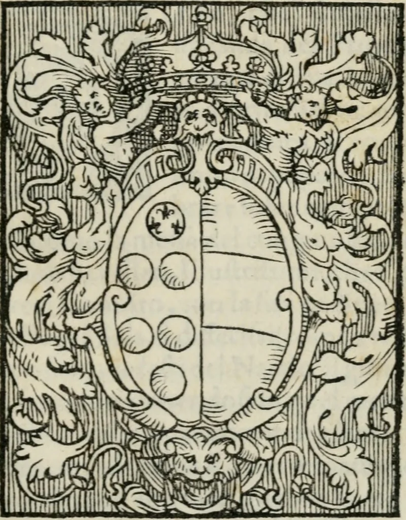 An illustration from Descrizione dell'apparato della comedia et intermedii d'essa : recitata in Firenze il giorno di S. Stefano l'anno 1565 nella gran sala del palazzo di Sua Ecc. illust. nelle reali nozze dell'illustriss. & eccell. s. il s. don Francesco Medici, principe di Fiorenza & di Siena, & della regina Giouanna d'Austria, sua consorte, 1566, leaf 4