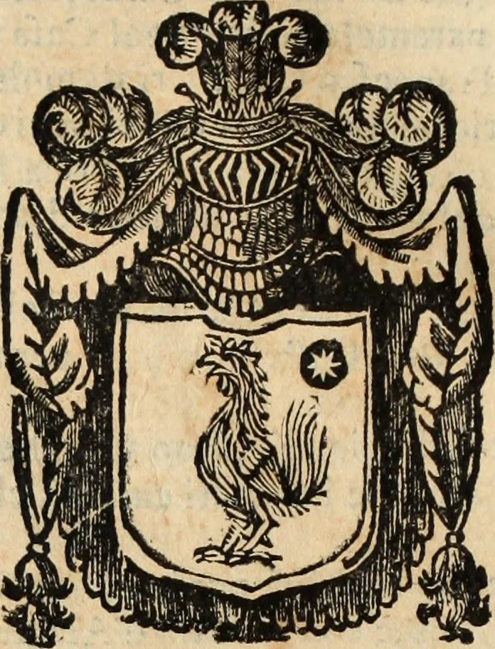 An illustration from Dell'armi, overo insegne dei nobili, ove sono i discorsi d'alcune famiglie, così spente, come vive del regno di Napoli : 4. et ultima impressione nella quale si suppliscono quelle famiglie che poste nella prima, erano dall'istesso autore state levate nella seconda, 1701, leaf 113