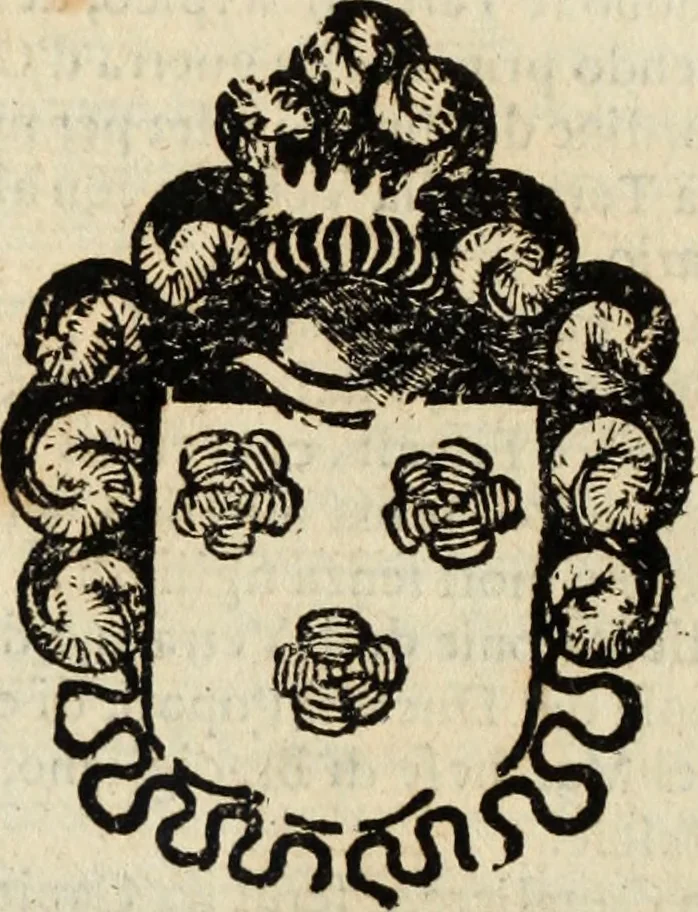 An illustration from Dell'armi, overo insegne dei nobili, ove sono i discorsi d'alcune famiglie, così spente, come vive del regno di Napoli : 4. et ultima impressione nella quale si suppliscono quelle famiglie che poste nella prima, erano dall'istesso autore state levate nella seconda, 1701, leaf 129