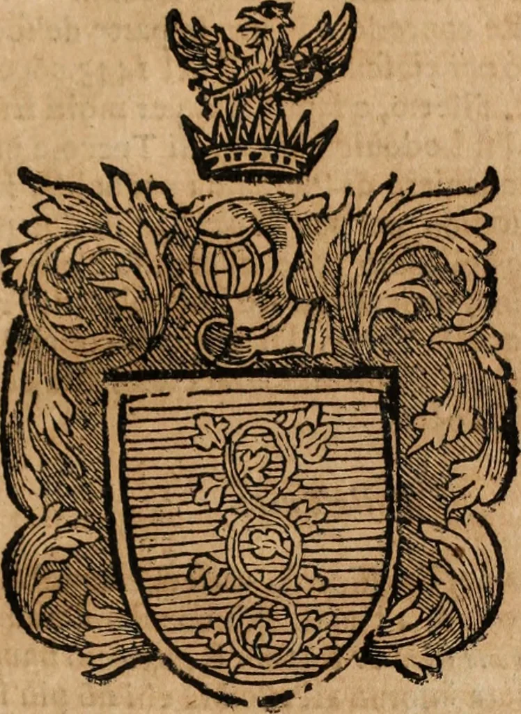 An illustration from Dell'armi, overo insegne dei nobili, ove sono i discorsi d'alcune famiglie, così spente, come vive del regno di Napoli : 4. et ultima impressione nella quale si suppliscono quelle famiglie che poste nella prima, erano dall'istesso autore state levate nella seconda, 1701, leaf 186