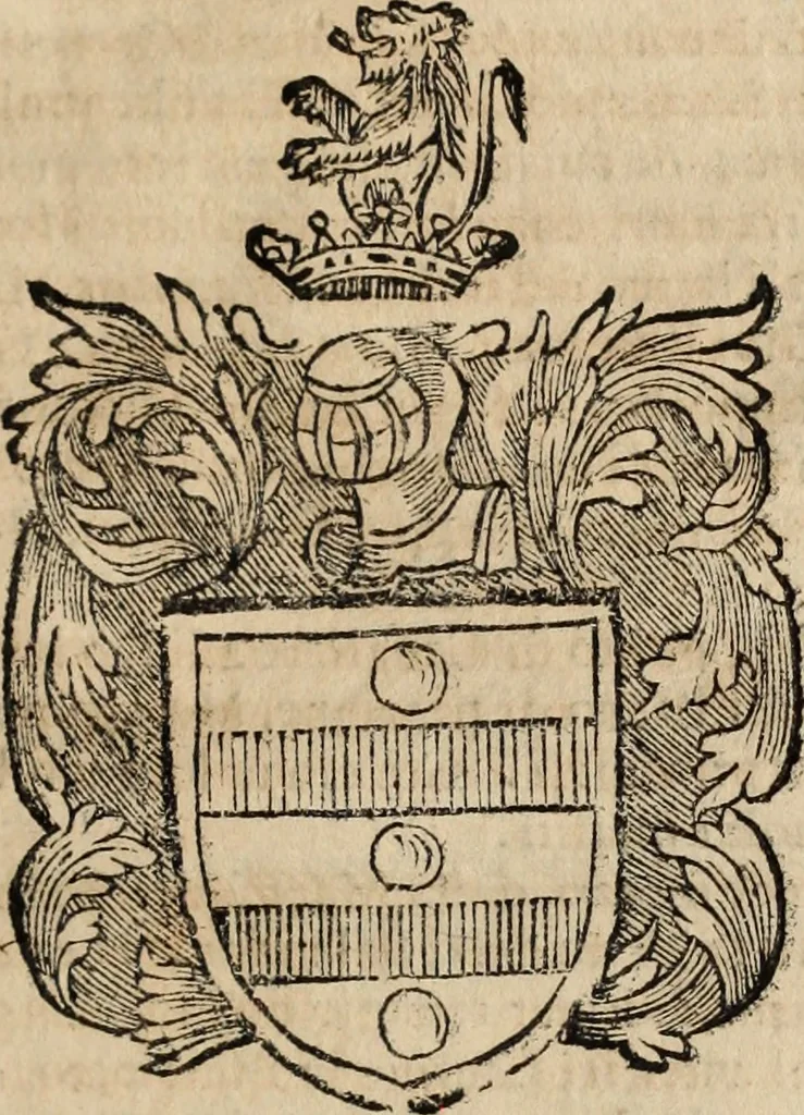 An illustration from Dell'armi, overo insegne dei nobili, ove sono i discorsi d'alcune famiglie, così spente, come vive del regno di Napoli : 4. et ultima impressione nella quale si suppliscono quelle famiglie che poste nella prima, erano dall'istesso autore state levate nella seconda, 1701, leaf 224