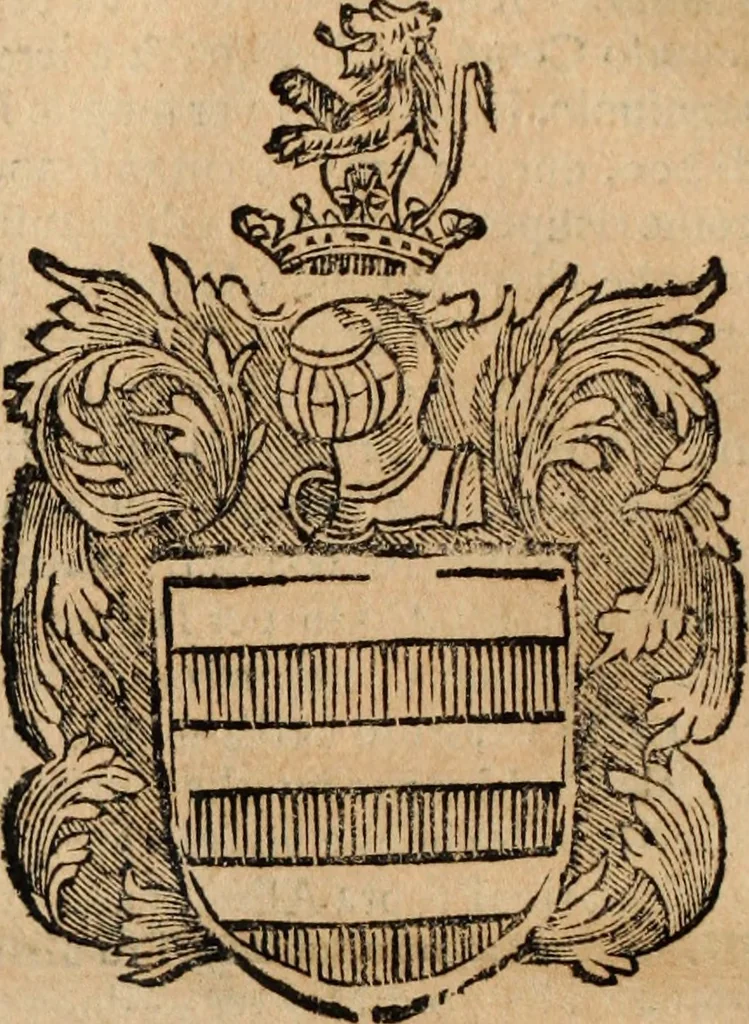 An illustration from Dell'armi, overo insegne dei nobili, ove sono i discorsi d'alcune famiglie, così spente, come vive del regno di Napoli : 4. et ultima impressione nella quale si suppliscono quelle famiglie che poste nella prima, erano dall'istesso autore state levate nella seconda, 1701, leaf 245