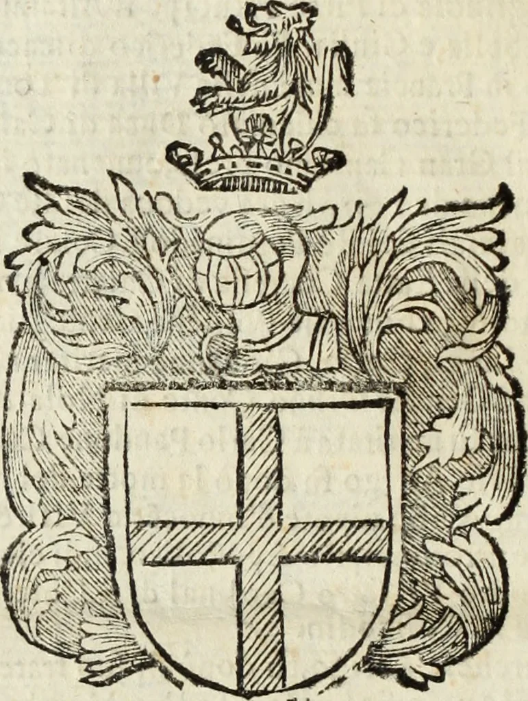 An illustration from Dell'armi, overo insegne dei nobili, ove sono i discorsi d'alcune famiglie, così spente, come vive del regno di Napoli : 4. et ultima impressione nella quale si suppliscono quelle famiglie che poste nella prima, erano dall'istesso autore state levate nella seconda, 1701, leaf 269