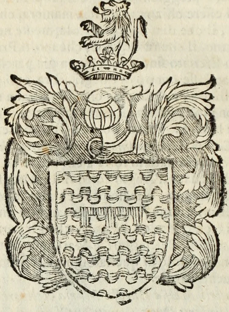 An illustration from Dell'armi, overo insegne dei nobili, ove sono i discorsi d'alcune famiglie, così spente, come vive del regno di Napoli : 4. et ultima impressione nella quale si suppliscono quelle famiglie che poste nella prima, erano dall'istesso autore state levate nella seconda, 1701, leaf 297