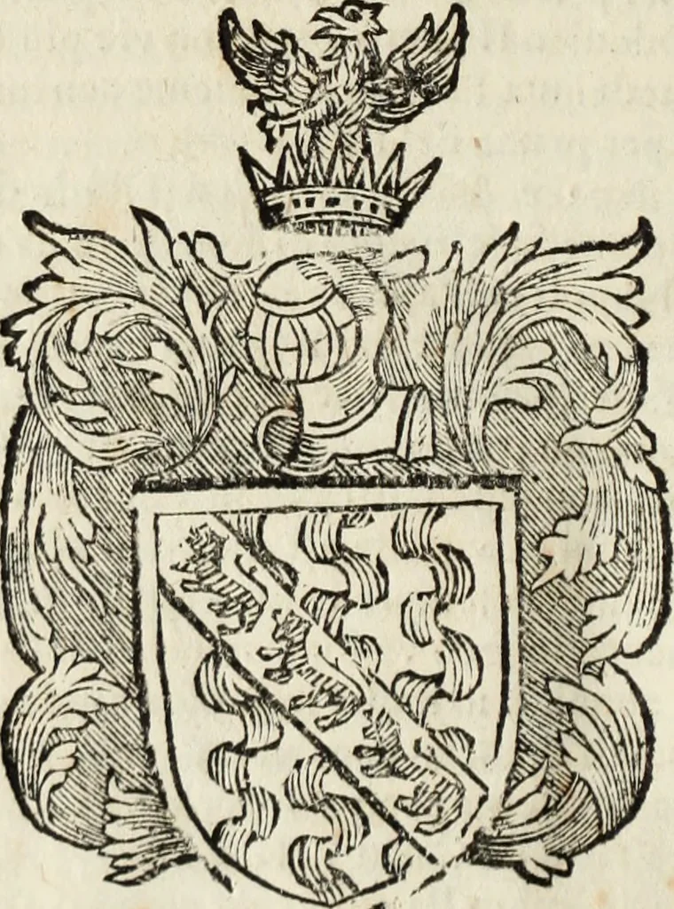 An illustration from Dell'armi, overo insegne dei nobili, ove sono i discorsi d'alcune famiglie, così spente, come vive del regno di Napoli : 4. et ultima impressione nella quale si suppliscono quelle famiglie che poste nella prima, erano dall'istesso autore state levate nella seconda, 1701, leaf 299