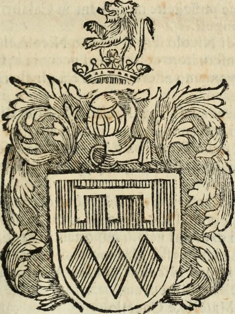An illustration from Dell'armi, overo insegne dei nobili, ove sono i discorsi d'alcune famiglie, così spente, come vive del regno di Napoli : 4. et ultima impressione nella quale si suppliscono quelle famiglie che poste nella prima, erano dall'istesso autore state levate nella seconda, 1701, leaf 306