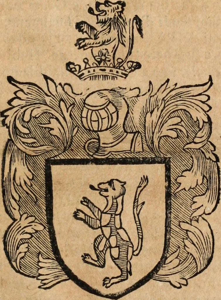 An illustration from Dell'armi, overo insegne dei nobili, ove sono i discorsi d'alcune famiglie, così spente, come vive del regno di Napoli : 4. et ultima impressione nella quale si suppliscono quelle famiglie che poste nella prima, erano dall'istesso autore state levate nella seconda, 1701, leaf 64
