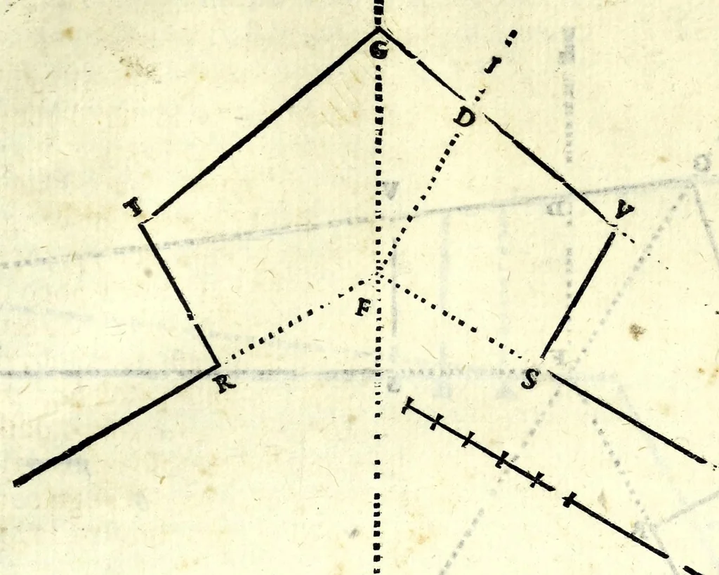 An illustration from Dell'arte militare libri cinqve : ne' qvali si tratta il modo di fortificare, offeendere [sic], et diffendere vna fortezza : et l'ordine come si debbano fare gli alloggiamenti campali & formare le battaglie : et nell'vltimo l'essamine de' bombardieri, & di far fuochi arteficiati, 1584, leaf 205