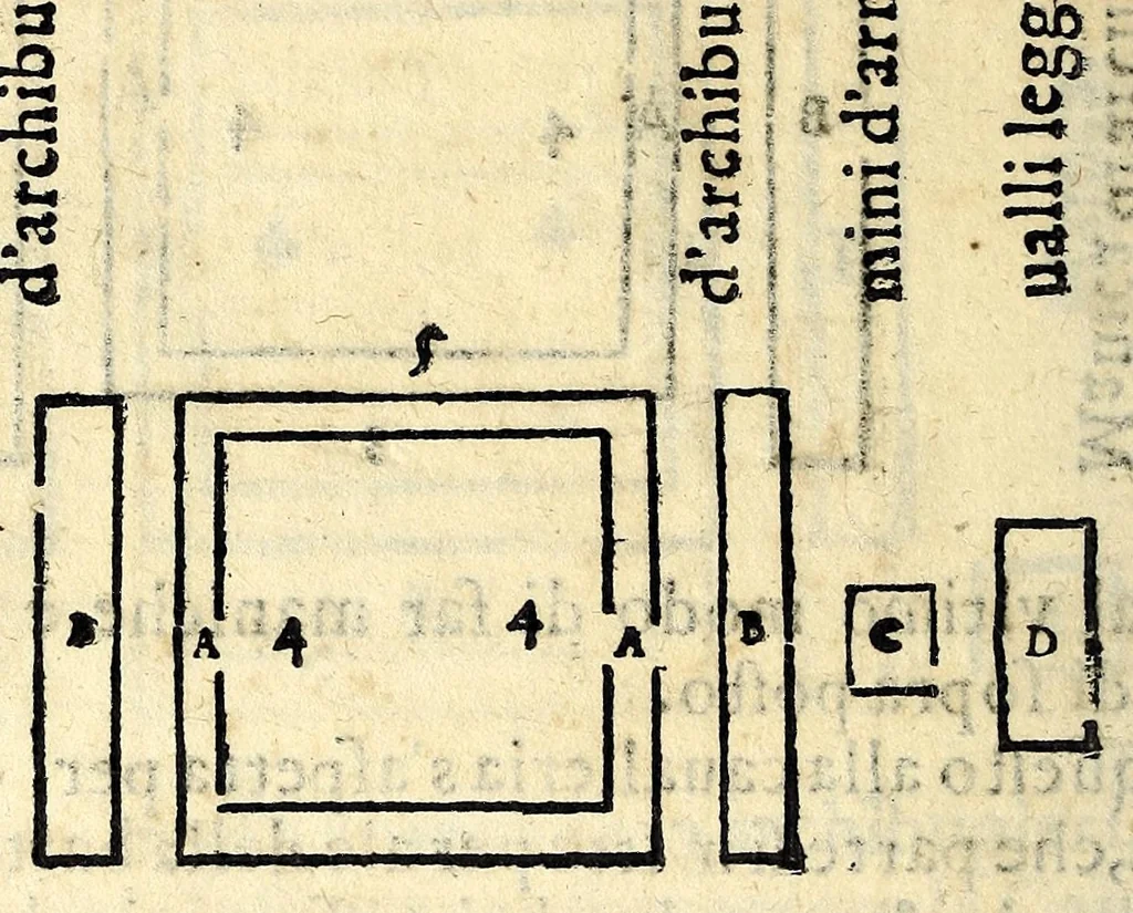 An illustration from Dell'arte militare libri cinqve : ne' qvali si tratta il modo di fortificare, offeendere [sic], et diffendere vna fortezza : et l'ordine come si debbano fare gli alloggiamenti campali & formare le battaglie : et nell'vltimo l'essamine de' bombardieri, & di far fuochi arteficiati, 1584, leaf 356