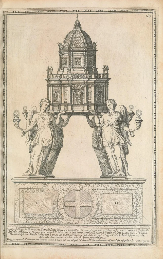 An illustration from Della trasportatione dell'obelisco vaticano : et delle fabriche di Nostro Signore papa Sisto V, 1590, leaf 231