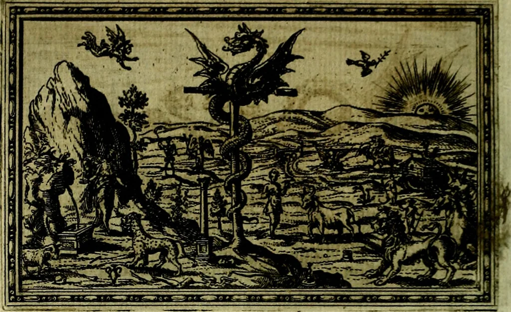 An illustration from Delle allusioni, imprese, et emblemi del Sig. Principio Fabricii da Teramo sopra la vita, opere, et attioni di Gregorio XIII Pontefice Massimo libri VI .., 1588, leaf 105