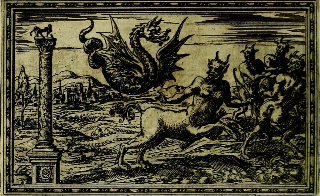 An illustration from Delle allusioni, imprese, et emblemi del Sig. Principio Fabricii da Teramo sopra la vita, opere, et attioni di Gregorio XIII Pontefice Massimo libri VI .., 1588, leaf 123