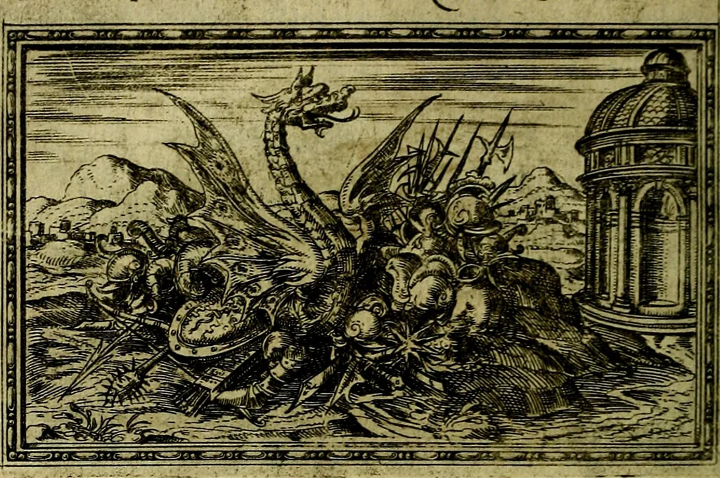An illustration from Delle allusioni, imprese, et emblemi del Sig. Principio Fabricii da Teramo sopra la vita, opere, et attioni di Gregorio XIII Pontefice Massimo libri VI .., 1588, leaf 299