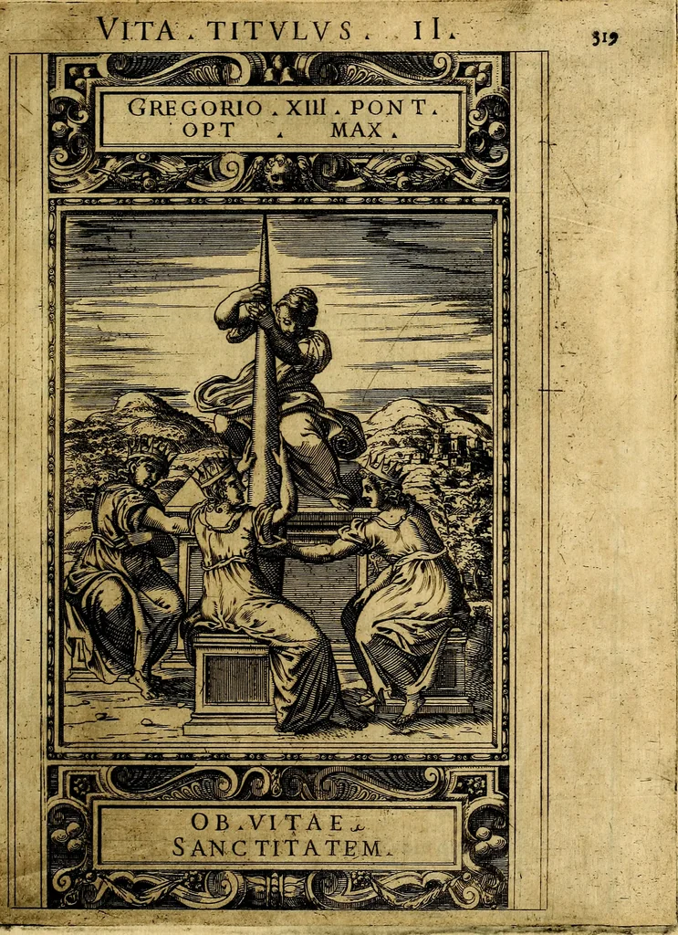 An illustration from Delle allusioni, imprese, et emblemi del Sig. Principio Fabricii da Teramo sopra la vita, opere, et attioni di Gregorio XIII Pontefice Massimo libri VI .., 1588, leaf 338
