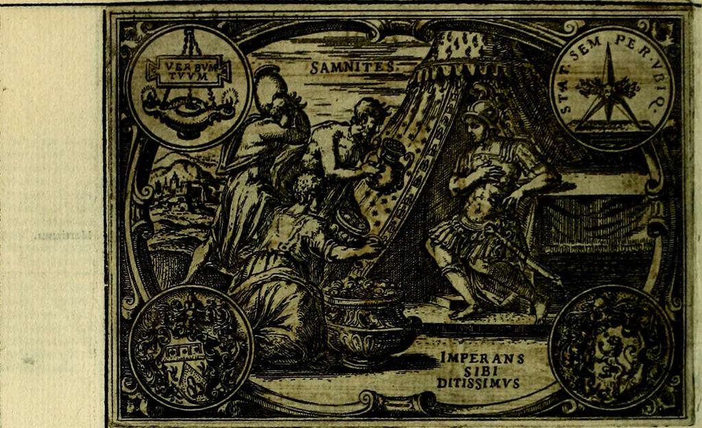 An illustration from Delle allusioni, imprese, et emblemi del Sig. Principio Fabricii da Teramo sopra la vita, opere, et attioni di Gregorio XIII Pontefice Massimo libri VI .., 1588, leaf 87