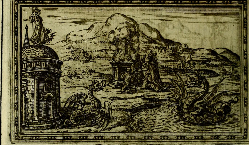 An illustration from Delle allusioni, imprese, et emblemi del Sig. Principio Fabricii da Teramo sopra la vita, opere, et attioni di Gregorio XIII Pontefice Massimo libri VI .., 1588, leaf 97