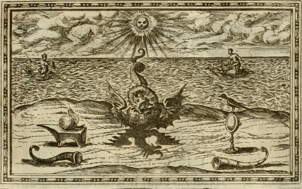 An illustration from Delle allvsioni, imprese, et emblemi del Sig. Principio Fabricii da Teramo sopra la vita, opere, et attioni di Gregorio XIII pontefice massimo, libri VI : nei quali sotto l'allegoria del drago, arme del detto pontefice, si descriue anco la uera forma d'un principe Christiano .., 1588, leaf 108