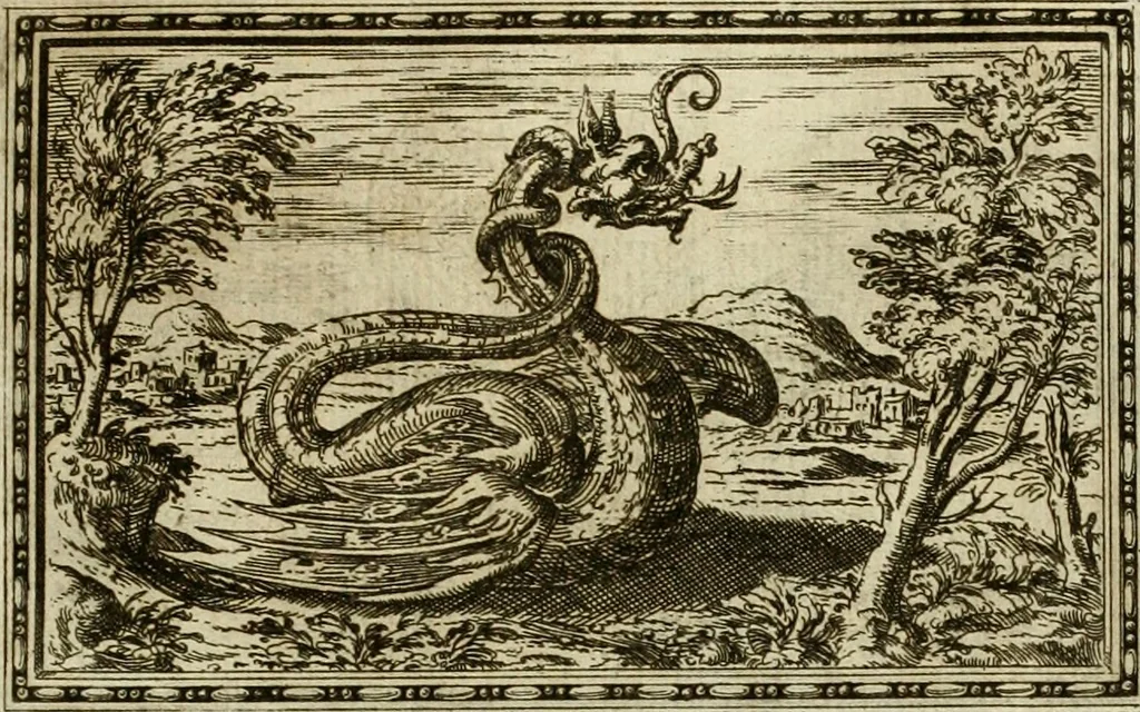 An illustration from Delle allvsioni, imprese, et emblemi del Sig. Principio Fabricii da Teramo sopra la vita, opere, et attioni di Gregorio XIII pontefice massimo, libri VI : nei quali sotto l'allegoria del drago, arme del detto pontefice, si descriue anco la uera forma d'un principe Christiano .., 1588, leaf 114
