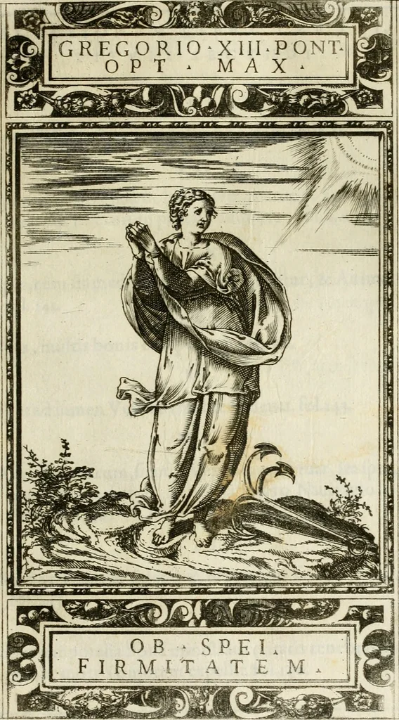 An illustration from Delle allvsioni, imprese, et emblemi del Sig. Principio Fabricii da Teramo sopra la vita, opere, et attioni di Gregorio XIII pontefice massimo, libri VI : nei quali sotto l'allegoria del drago, arme del detto pontefice, si descriue anco la uera forma d'un principe Christiano .., 1588, leaf 154