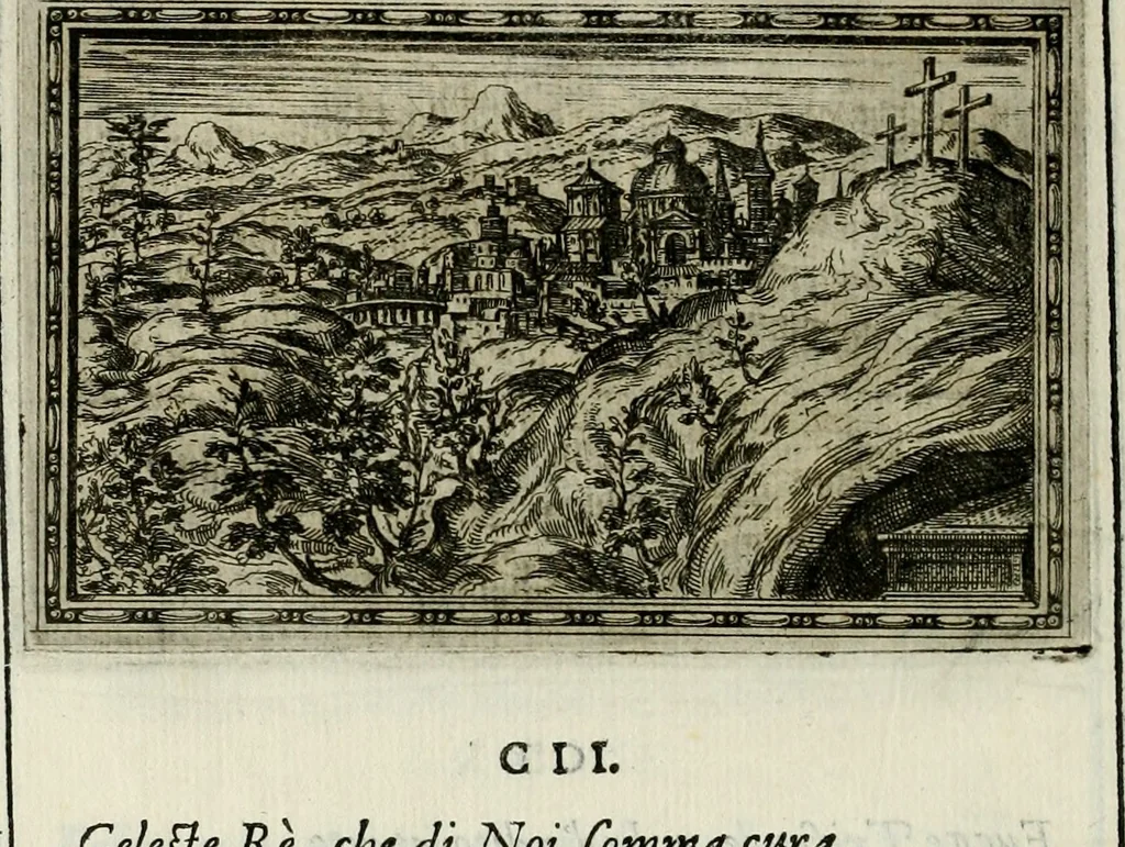 An illustration from Delle allvsioni, imprese, et emblemi del Sig. Principio Fabricii da Teramo sopra la vita, opere, et attioni di Gregorio XIII pontefice massimo, libri VI : nei quali sotto l'allegoria del drago, arme del detto pontefice, si descriue anco la uera forma d'un principe Christiano .., 1588, leaf 169