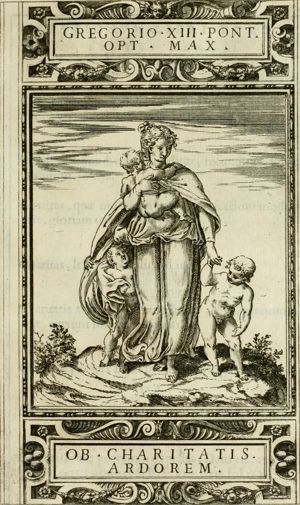 An illustration from Delle allvsioni, imprese, et emblemi del Sig. Principio Fabricii da Teramo sopra la vita, opere, et attioni di Gregorio XIII pontefice massimo, libri VI : nei quali sotto l'allegoria del drago, arme del detto pontefice, si descriue anco la uera forma d'un principe Christiano .., 1588, leaf 172