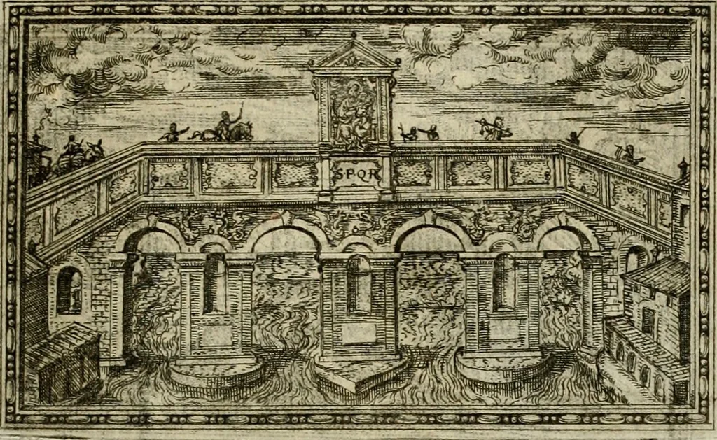 An illustration from Delle allvsioni, imprese, et emblemi del Sig. Principio Fabricii da Teramo sopra la vita, opere, et attioni di Gregorio XIII pontefice massimo, libri VI : nei quali sotto l'allegoria del drago, arme del detto pontefice, si descriue anco la uera forma d'un principe Christiano .., 1588, leaf 176